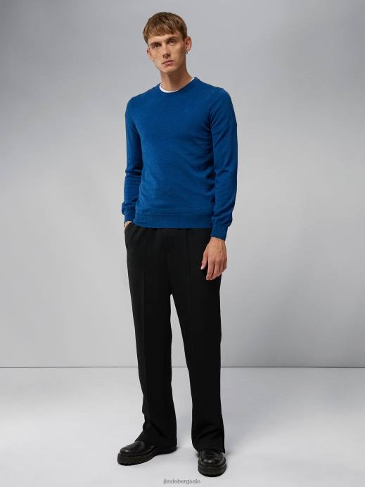 Men J.Lindeberg Nautical Blue Mouline Lyle Merino Sweater Clothing 8R622323