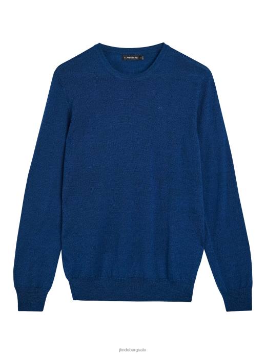Men J.Lindeberg Nautical Blue Mouline Lyle Merino Sweater Clothing 8R622323