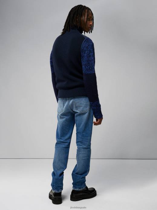 Men J.Lindeberg Navy Becket Hybrid Zip Vest Clothing 8R622297