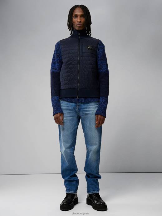 Men J.Lindeberg Navy Becket Hybrid Zip Vest Clothing 8R622297