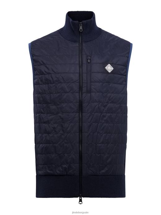 Men J.Lindeberg Navy Becket Hybrid Zip Vest Clothing 8R622297
