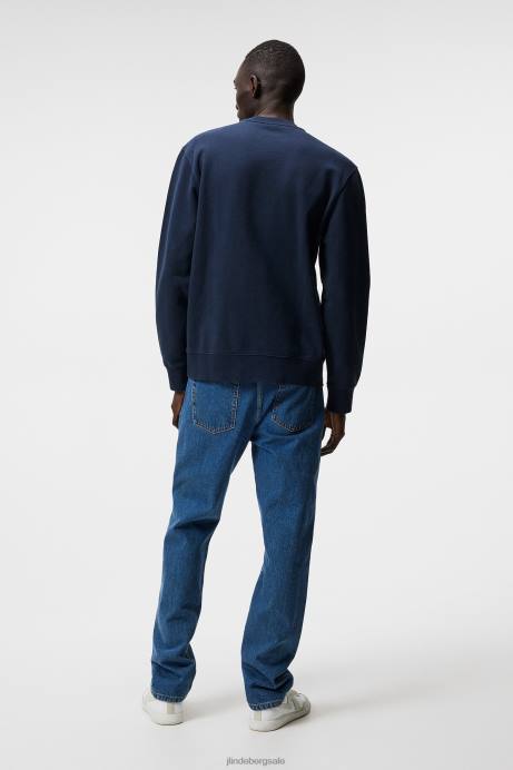 Men J.Lindeberg Navy Chip Crew Neck Sweatshirt Clothing 8R621070