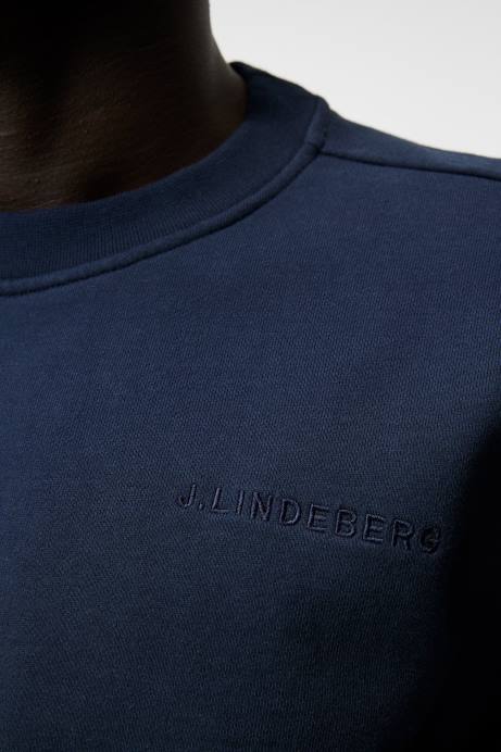 Men J.Lindeberg Navy Chip Crew Neck Sweatshirt Clothing 8R621070