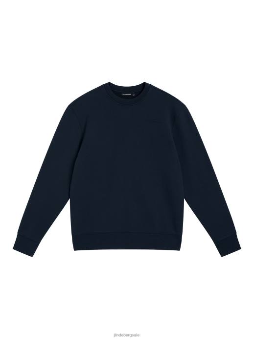 Men J.Lindeberg Navy Chip Crew Neck Sweatshirt Clothing 8R621070