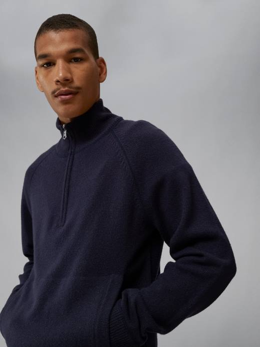 Men J.Lindeberg Navy Collin Cashmere Wool Sweater Clothing 8R622304