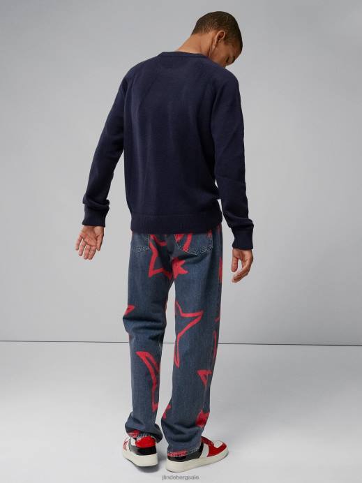 Men J.Lindeberg Navy Colton Cashmere Wool Sweater Clothing 8R622306