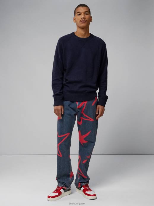 Men J.Lindeberg Navy Colton Cashmere Wool Sweater Clothing 8R622306