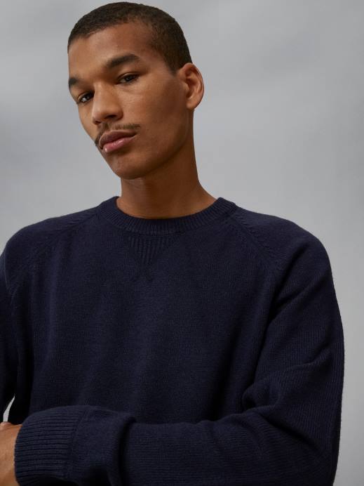 Men J.Lindeberg Navy Colton Cashmere Wool Sweater Clothing 8R622306