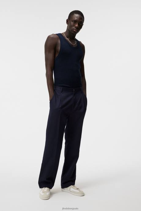 Men J.Lindeberg Navy Ed Rib Knit Tank Clothing 8R621031