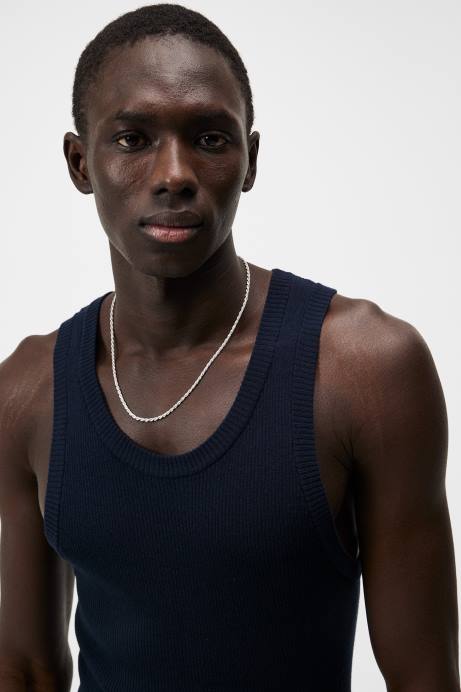 Men J.Lindeberg Navy Ed Rib Knit Tank Clothing 8R621031