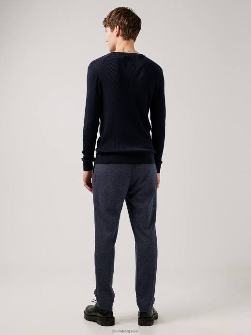 Men J.Lindeberg Navy Hawk Rib Knitted Henley Clothing 8R622357