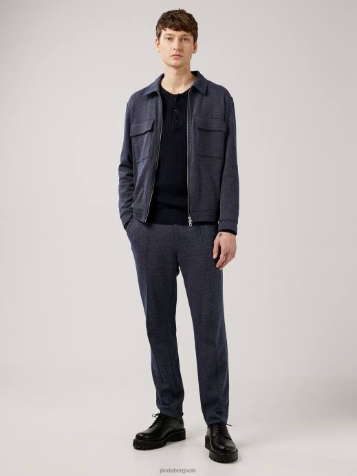 Men J.Lindeberg Navy Hawk Rib Knitted Henley Clothing 8R622357