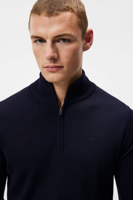 Men J.Lindeberg Navy Kiyan Quarter Zip Sweater Clothing 8R621042