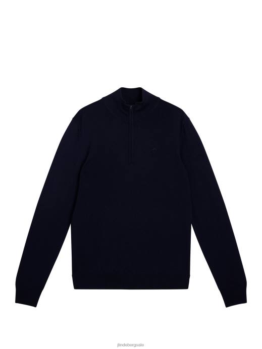 Men J.Lindeberg Navy Kiyan Quarter Zip Sweater Clothing 8R621042