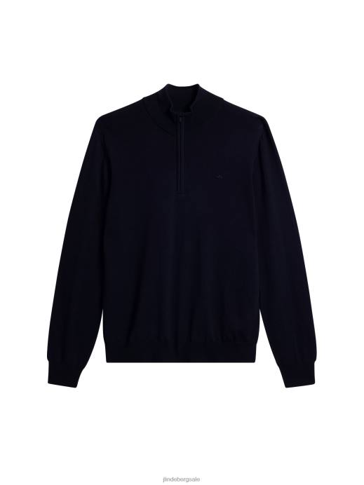 Men J.Lindeberg Navy Kiyan Quarter Zip Sweater Clothing 8R62990