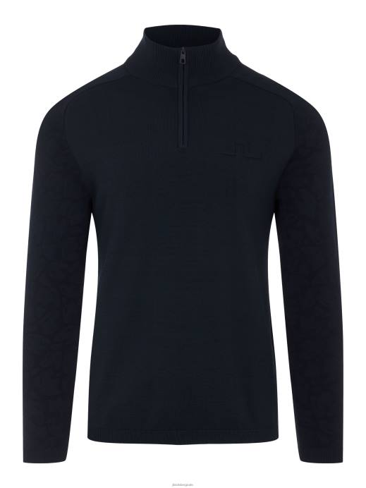 Men J.Lindeberg Navy Luis Zipped Golf Sweater Clothing 8R622373