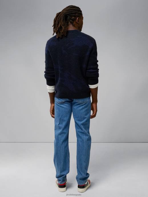 Men J.Lindeberg Navy Melange Alpaca Mix Knitted Sweater Clothing 8R622339