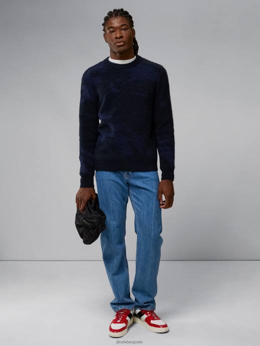 Men J.Lindeberg Navy Melange Alpaca Mix Knitted Sweater Clothing 8R622339