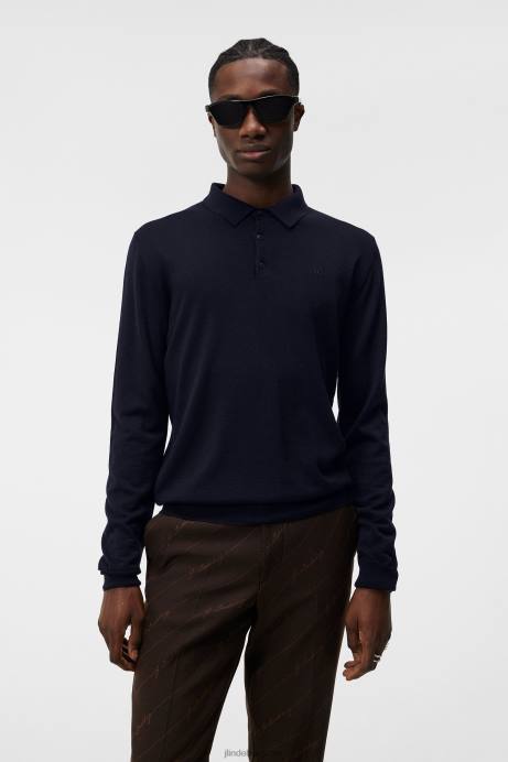 Men J.Lindeberg Navy Noel Merino Polo Clothing 8R621009