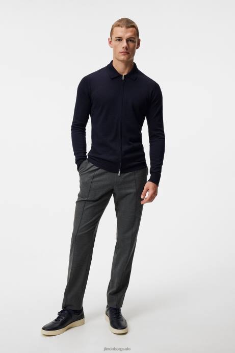 Men J.Lindeberg Navy Nyle Merino Zip Cardigan Clothing 8R621045