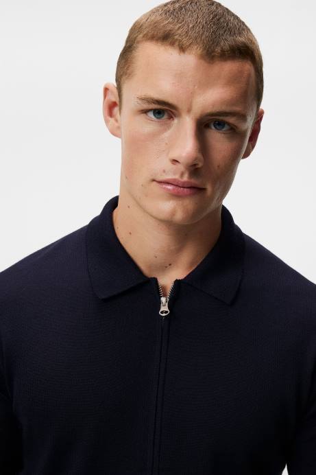 Men J.Lindeberg Navy Nyle Merino Zip Cardigan Clothing 8R621045