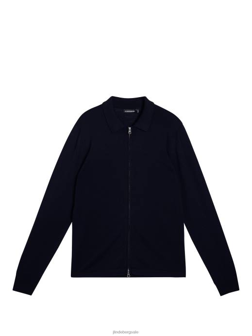 Men J.Lindeberg Navy Nyle Merino Zip Cardigan Clothing 8R621045