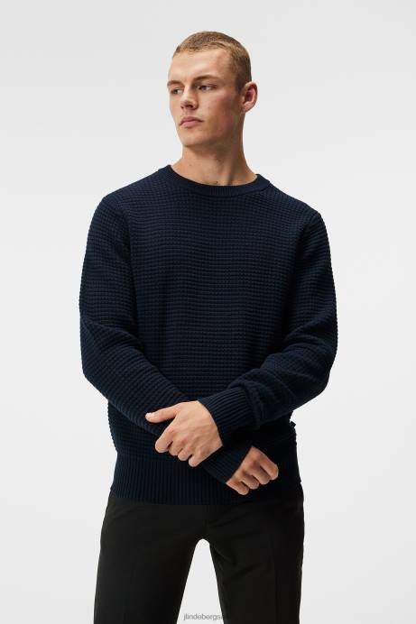 Men J.Lindeberg Navy Oliver Structure Sweater Clothing 8R621004