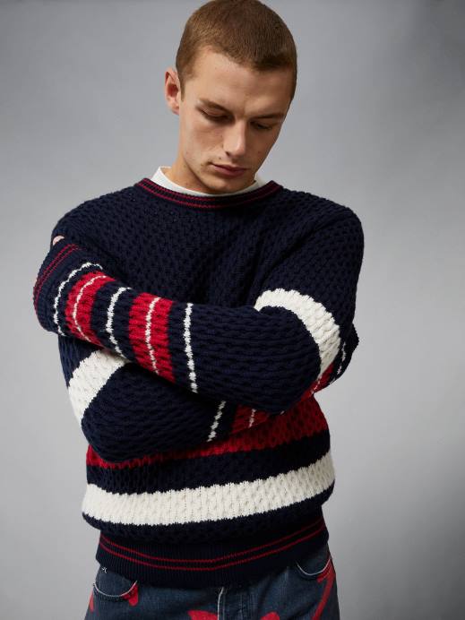 Men J.Lindeberg Navy Orion Color Block Sweater Clothing 8R622301