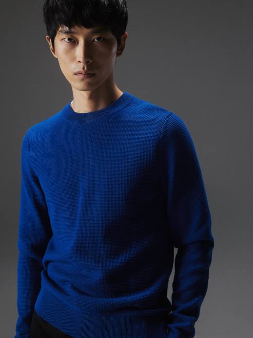 Men J.Lindeberg Navy Peony Archer Structure Sweater Clothing 8R622284