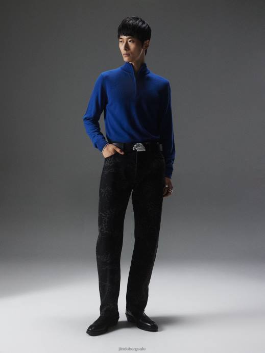 Men J.Lindeberg Navy Peony Kiyan Quarter Zip Sweater Clothing 8R622275