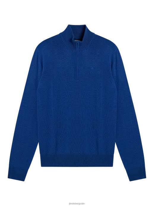 Men J.Lindeberg Navy Peony Kiyan Quarter Zip Sweater Clothing 8R622275