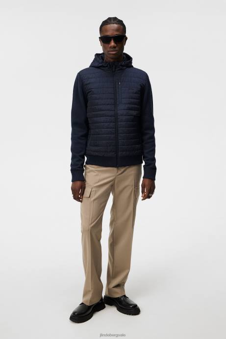 Men J.Lindeberg Navy Pierre Knitted Hybrid Jacket Clothing 8R62996