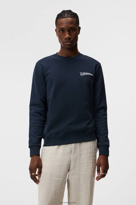 Men J.Lindeberg Navy Throw Crew Neck Clothing 8R621039