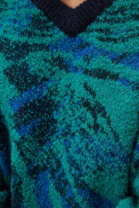 Men J.Lindeberg Navy Valley Trestle Jacquard V-Neck Sweater Clothing 8R62995