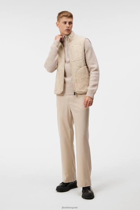 Men J.Lindeberg Oyster Gray Duncan Wool Fleece Vest Clothing 8R621020