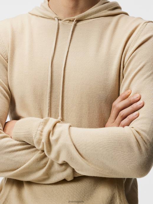 Men J.Lindeberg Safari Beige Laurie Light Merino Hoodie Clothing 8R621053
