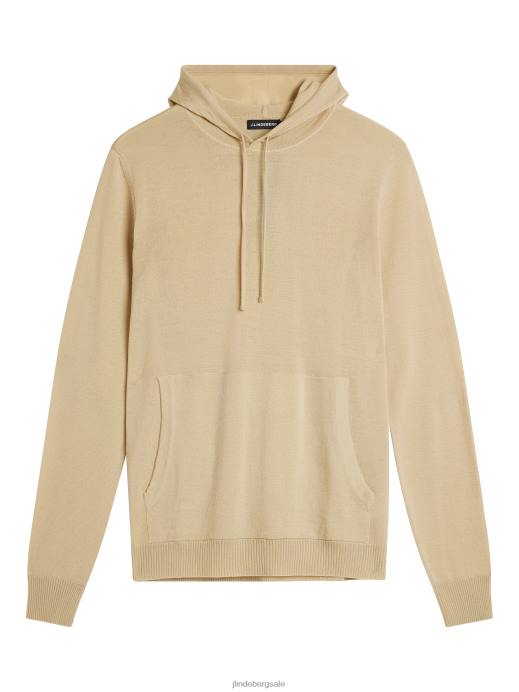 Men J.Lindeberg Safari Beige Laurie Light Merino Hoodie Clothing 8R621053