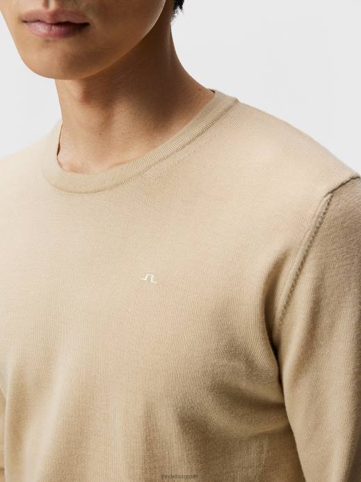 Men J.Lindeberg Safari Beige Lyle Light Merino Sweater Clothing 8R621054