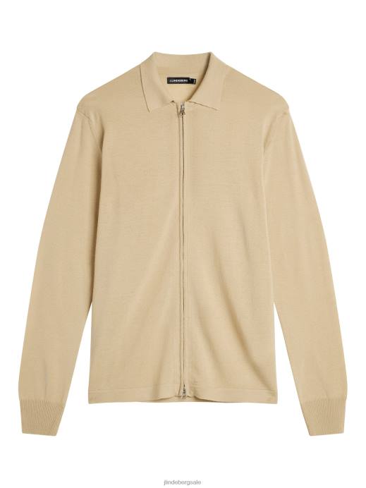 Men J.Lindeberg Safari Beige Nyle Merino Zip Cardigan Clothing 8R621046