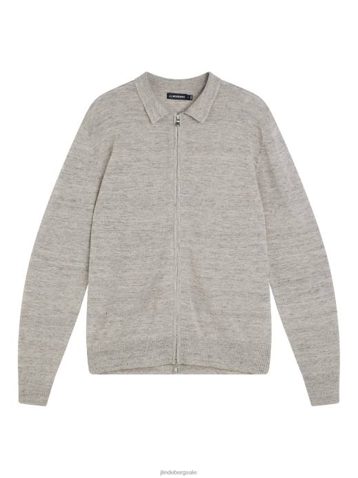 Men J.Lindeberg Safari Beige Nylo Linen Blend Full Zip Clothing 8R621032