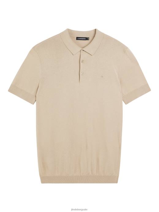 Men J.Lindeberg Safari Beige Ridge Rayon Silk Polo Clothing 8R621063