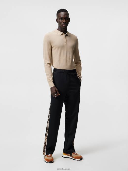 Men J.Lindeberg Safari Beige Rowan Mesh Knit Polo Clothing 8R621060