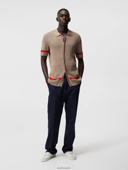 Men J.Lindeberg Safari Beige Sky Knitted Shirt Clothing 8R621052