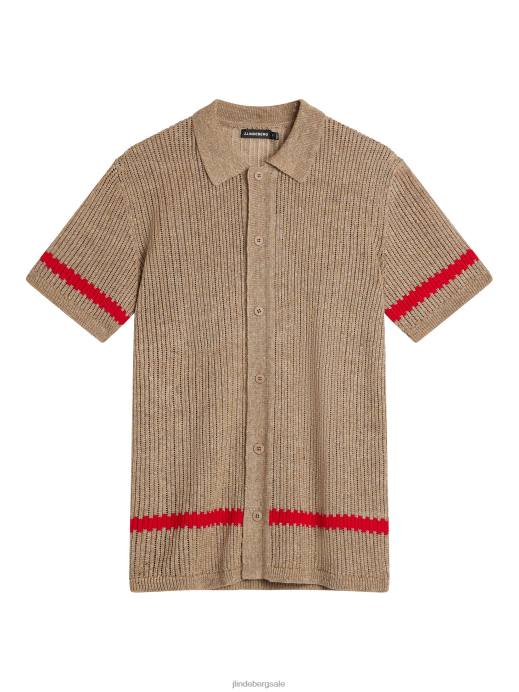 Men J.Lindeberg Safari Beige Sky Knitted Shirt Clothing 8R621052