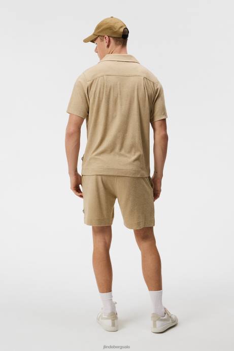 Men J.Lindeberg Safari Beige Ted Terry Resort Shirt Clothing 8R621034