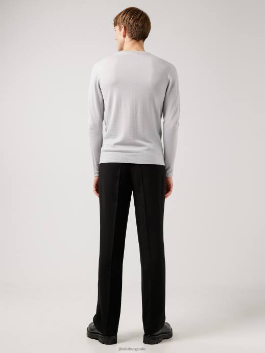 Men J.Lindeberg Stone Grey Nigel Silk Wool Sweater Clothing 8R622371