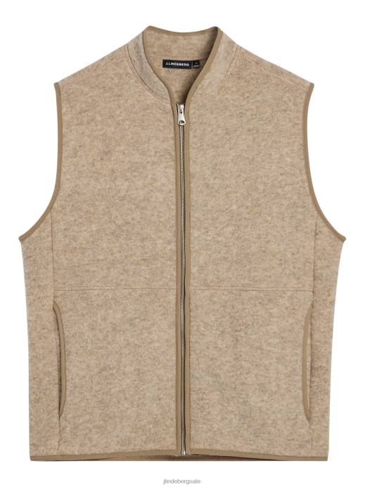 Men J.Lindeberg Tiger Brown Duncan Wool Fleece Vest Clothing 8R622328