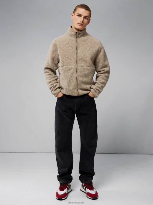 Men J.Lindeberg Tiger Brown Dustin Wool Fleece Jacket Clothing 8R622325