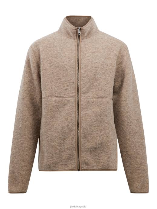 Men J.Lindeberg Tiger Brown Dustin Wool Fleece Jacket Clothing 8R622325