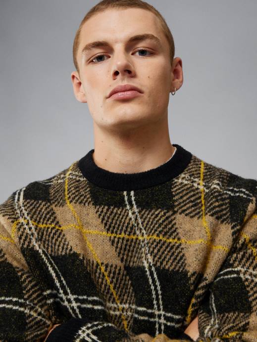 Men J.Lindeberg Tiger Brown Glen Jacquard Sweater Clothing 8R622294